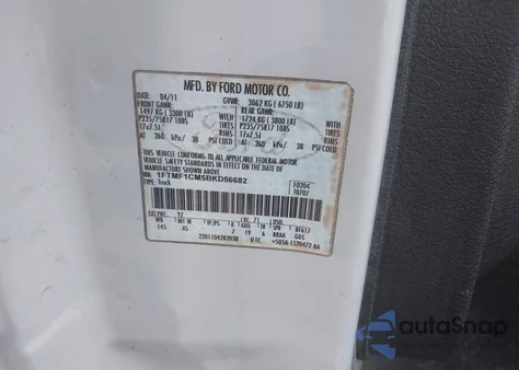 2011 Ford F-150 Xl из США, поврежденный, VIN 1FTMF1CM5BKD56682